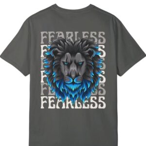 Women's Oversized T-Shirt, Round Neck, Lion Back Print, Fearless Streetwear. Medium