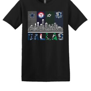 DALLAS SPORTS TEAMS SKYLINE PLAYERS NAME LOGO SHIRT